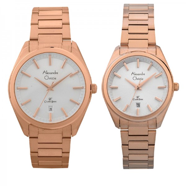 Alexandre Christie AC 8638 Rosegold White Couple